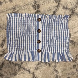 Forever 21 Blue and white striped strapless top